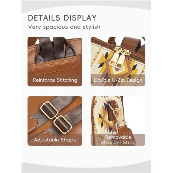 Women's Leather Backpack Purse - Anti-theft Designer Travel Bag - Picture 4 of 7